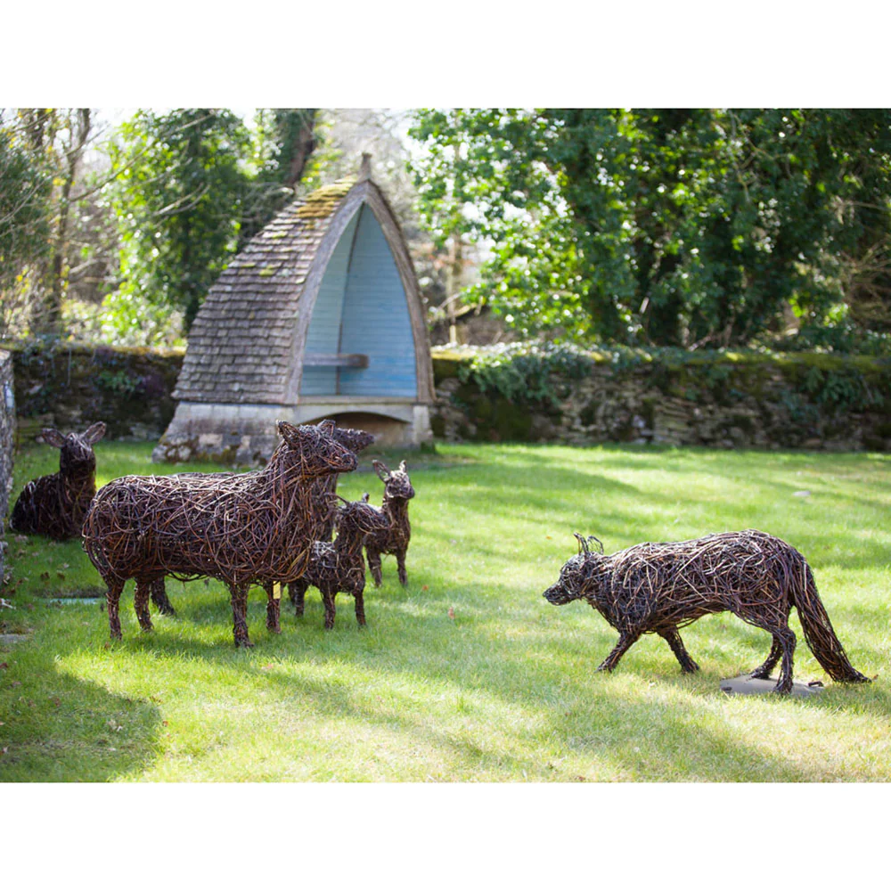 "Come-bye" Cotswold Sheep Willow Sculpture Scene - Image 4